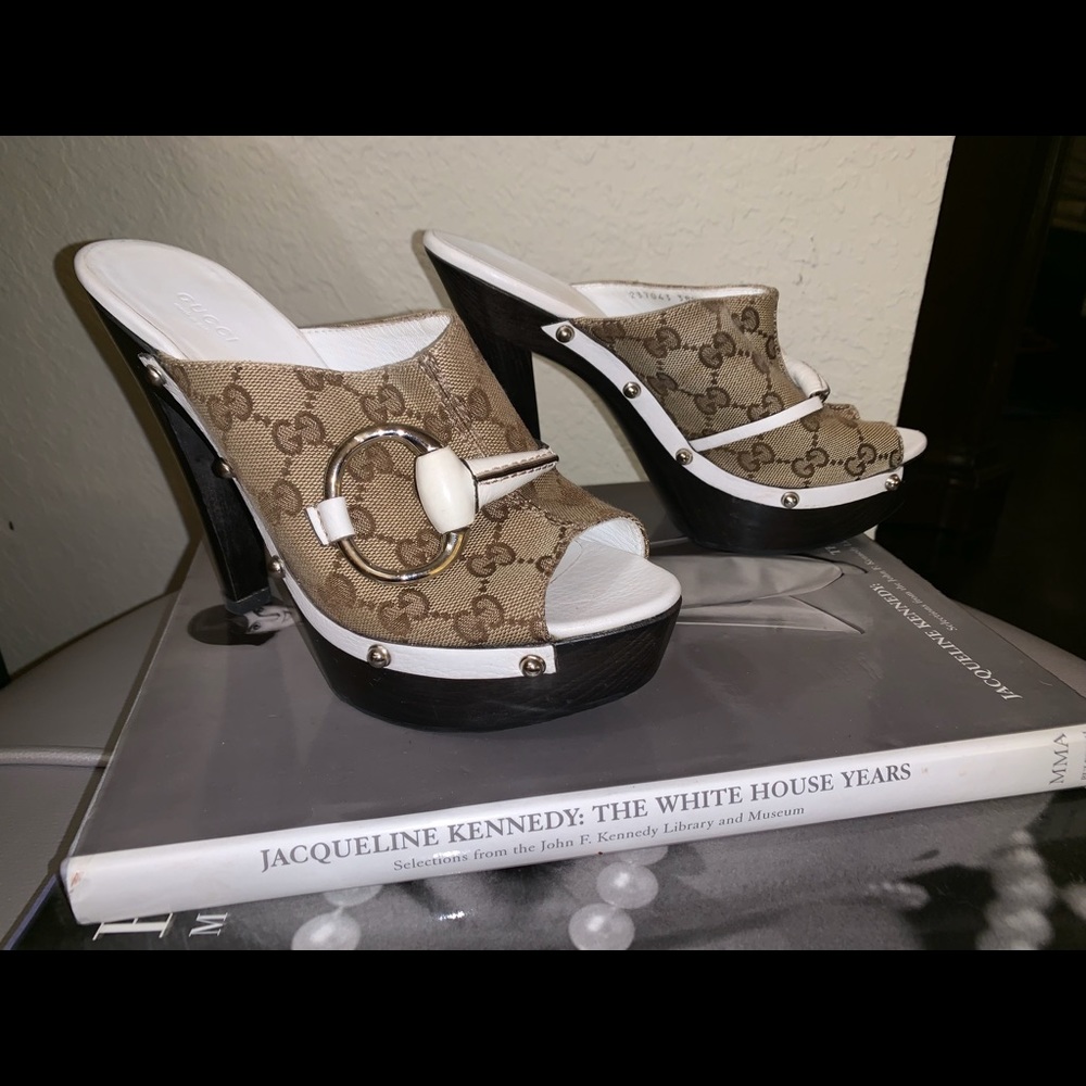 Authentic GUCCI Horsebit Wood Mule/Slide Sandals